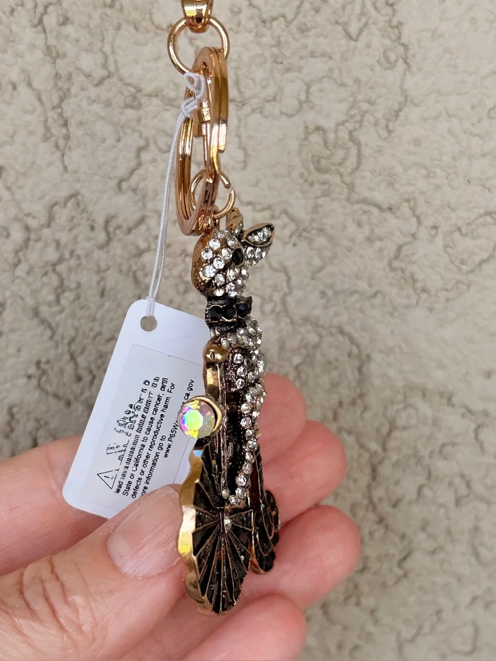 Adorable Crystal Bunny on a Vintage Bicycle Keychain